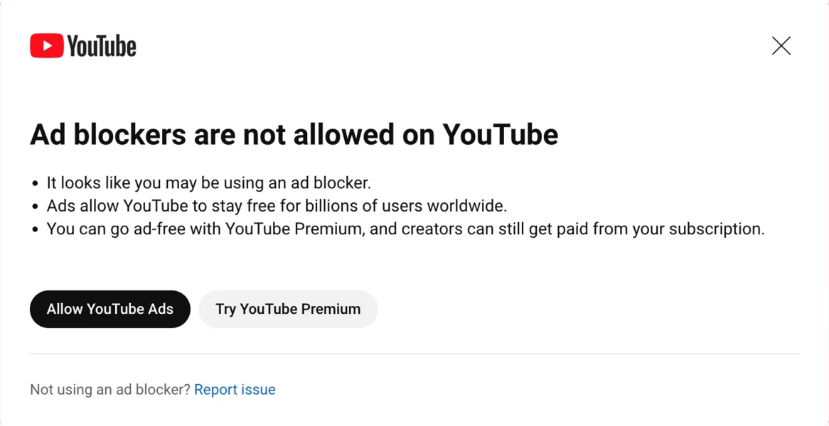YouTube is now cracking down on ad-blockers globally